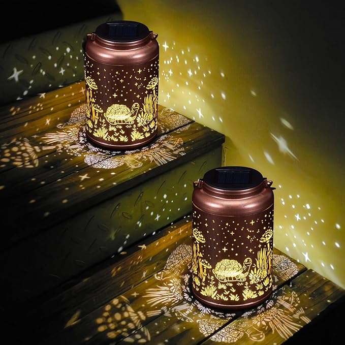 Fathers Day Gifts from Daughter 2 Pack Turtles Solar Lanterns Outdoor Waterproof - Birthday Gifts for Women Turtle Solar Lights Outdoor Garden Decor for Outside, Patio, Outdoor, Yard, Lawn, Balcony