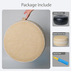 Outdoor Inflatable Ottoman with Air Pump, Embroidery Patio Footrest Stool D21”x H9”, Round Pouf Ottoman with Portable Handle Suitable for Garden, Camping, Bedroom, Living Room