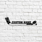 Custom Hockey Stick LED Sign – Personalized Name Light Up Hockey Sign, Neon Wall Light with Puck, Hockey Wall Decor for Boys Room, Man Cave, Players