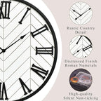 30 Inch Large Wall Clock Farmhouse Style - White Silent Non-Ticking Rustic Decor for Living Room, Kitchen, Bedroom
