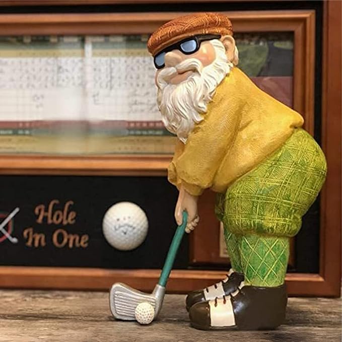 Elenon Golf Gnome Garden Statue Decorative, Adorable Flower Bed Decor Gnome Outdoor Decor, Funny Yard Patio Art Decor Dwarf Sculptures Table Ornament