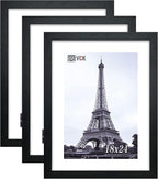 VCK 18x24 Poster Frames 3 Pack Black MDF Wood and Polished Plexiglass Frame,Display Pictures in Horizontal and Vertical