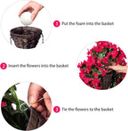 Artificial Bougainvillea Faux Flowers Plants Baskets for Outdoor Outside Summer Decoration, 3 PCS Fake Silk Long Hanging Vines UV Resistant Realistic for Front Door Porch Patio Balcony, Hotpink