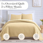 Southshore Fine Living, Inc. King Quilt Bedding Set, Soft, Lightweight Quilt, King Size Coverlet, Stain & Pet Hair Resistant Bedding, Standard or California Size with 2 Pillow Shams, Gold