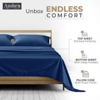 Tencel Sheets 3 Piece for Twin XL Bed - 100% Eucalyptus Lyocell Twin XL Sheets Set - Soft, Cooling & Breathable for Hot Sleepers - 16” Deep Pockets Hotel Quality Bedding Set - Navy