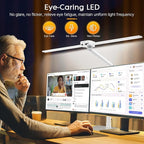 Syrinx Table Lamp, 24W Desk Lamp for Home Office with Gesture Sensor Switch and Touch Control, Eye-Caring Double Head LED Table Lamp with 25 Light Modes Adjustable Desk Light with Metal Base