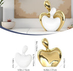 XMGZQ White and Gold Ceramic Couple Figurines Home Decor,Wedding Engagement Romantic Gift for Husband Wife,Large Male and Female Love Statue Valentine's Day Birthday,Abstract Hugging Couple
