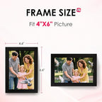 FIXSMITH 4x6 Picture Frame Set of 4, 4x6 Photo Frames with HD Plexiglass for Wall Hanging or Tabletop Display, Black