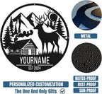 Personalized Deer Forest Name metal Signs,Custom Shed Metal Wall Decor,Black Deer Metal Wall Art Decor,Deer Home Metal Signs Plaques,Outdoor wall Decorative Signage (Style B)