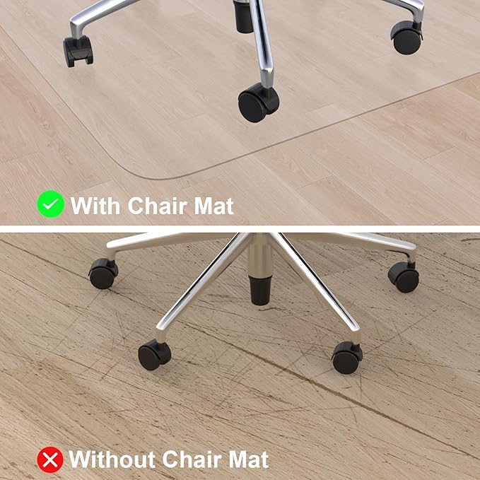 Office Chair Mat for Hardwood Floors,26"X28" Slip Resistant Under Desk Hard Wood Floor Protector,Desk Mat for Chair Stay in Place Plastic Computer Mats for Rolling Work Chairs,Not for Carpet (Clear)
