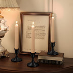 Black Taper Candle Holders Set of 2, Vintage Metal Candlestick Holders for Dinner Room Table Centerpiece or Mantel Wedding Party Decor