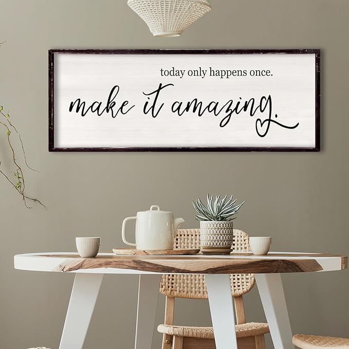 Today Only Happens Once Make It Amazing Framed Wall Art, 32''×12'' Rustic Religious Christian Lords Prayer Sign for God Jesus Christ Prayer, Horizontal Holy Inspirational Catholic Scripture Decor