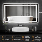 Led Mirror for Bathroom, 30x55 Bathroom Vanity Mirror for Wall with Light, IP54 Enhanced Anti-Fog, Dimmable 3 Colors, Memory Function, Backlit and Front Lit, Shatter-Proof Glass, Plug-in/Hardwired