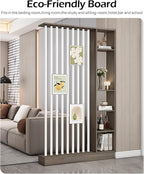 Wall Room Divider, Storage Cabinet Storage Display with Shelves, Modern Freestanding Wood Room Divider Screen, Wall Privacy Screens for Home Decorative (Grey Oak+White,39.5" L x 9.5" W x 79.5" H)
