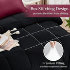 JOLLYVOGUE Twin XL Comforter Set, Ultra-Soft Bed in a Bag Twin XL Size 5 Pieces, Oeko-TEX Certified Bedding Set with Down Alternative Comforter, Sheets, Pillowcases & Shams, Burgundy & Black