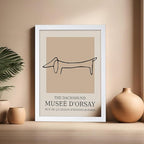 Poster Master Vintage Poster - Retro Minimalist Print - Gift for Artist, Housewarming - Dachshund Dog, Line Drawing, Abstract - Wall Decor for Living Room, Bedroom, 16x20 White Framed