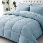 JOLLYVOGUE California King Comforter Set, Ultra-Soft Bed in a Bag Cal King Size 7 Pieces, Oeko-TEX Certified Bedding Set with Down Alternative Comforter, Sheets, Pillowcases & Shams, Lake Blue