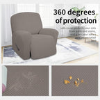 Easy-Going 4 Pieces Oversized Recliner Stretch Sofa Slipcover Sofa Cover Furniture Protector Couch Soft with Elastic Bottom Polyester Spandex Jacquard Fabric Small Checks Taupe,X-Large