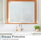 Haton Reeded Glass Window Privacy Film, Frosted Glass Window Film, Static Cling UV Blocking Stickers, Decorative Removable Cover for Bathroom Door Office, Non Adhesive 17.5" x 78.7"