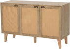 PHI VILLA Rattan Cabinet with Doors, Buffet Sideboard Cabinets Credenza, 3 Door Accent Cabinet