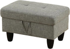 Ottoman Rectangular Storage Ottoman Bench, Flannel Footrest Stool Footstool with Lid for Living Room, Bedroom, Entryway, Gray, 28.5"x19"x17.5"