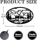 Rustic Metal Deer Cabin Sign, Christmas Gift for Living Room,Welcome Sign, Deer Outdoor Metal Wall Art, Great Gift for Hunters, Cabin Deco