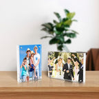 5x7 Inches Acrylic Picture Frames 5 Pack, Double Sided Magnetic Photo Frames,Free Standing on Desk or Table Clear Picture Frames