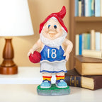 Outdoor Garden Sculpture Sports Garden Gnome with Basketball, 9.5 Inch Decorative Resin Statue, Red and Blue Jersey, Indoor Outdoor Decor A for Basketball Enthusiasts