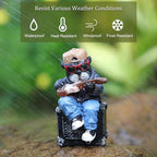 Solar Dog Outdoor Statues Figurine for Garden Decorations, Whimsical Outside Decor with Guitar Clearance for Patio Balcony Yard Lawn Ornament,Unique Garden Birthday Gifts Statues for Mom Women