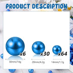 100PCS Blue Faux Pearls Beads for Centerpiece Vases, Vase Filler Faux Pearls, No Holes Filler Beads for Party Anniversary Birthday Wedding Table Decor, 14/20/30mm