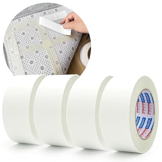 ADHES Double Sided Carpet Tape, Removable and Residue-Free Rug Gripper Rug Tape for Hardwood Floors, Clear Multipurpose Mounting Tape for Area Rugs and Anti-Slip Grips, 2 Inch x 10 Yards,4 Roll