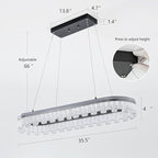 Modern Pendant Lights Kitchen Island, 35.5" Dimmable LED Elliptical Runway Light Fixture Silvery Gray Aluminum Bar Lights Hanging for Dining Room, Kitchen, Restaurant, Living Room