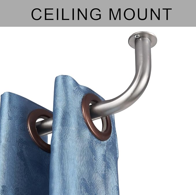 Room Darkening Curtain Rod, Wrap Around Design, Extra-Thick 1-Inch Diameter Single Drapery Rod, Extendable Metal Rod Set for the Blackout Curtains and Sheer (Satin Nickel, 28-48")