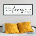 LuZhiQiang All Of Me Loves All Of You Wall Decor Art 40"×15" Master Bedroom Above Over Bed sign Love Quotes Large Framed Wooden Wall Hanging (Black)