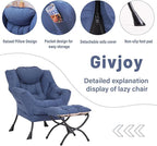 Lazy Chair and Ottoman, Large Accent Lounge Chair with Armrests and a Side Pocket, Modern Leisure Upholstered Sofa Reading Armchair with Footrest for Bedroom, Living Room, Dorm Rooms, Office