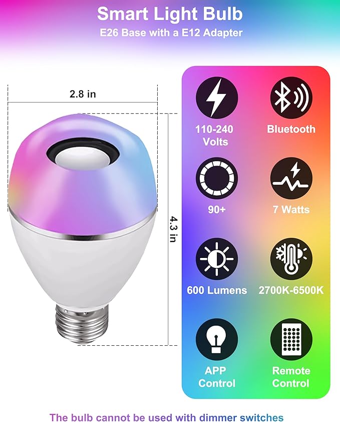 Star Vision Feather Lamp with Smart Light Bulb, Bluetooth Speaker & APP Control, Dimmable RGB LED Light, 15.7inches, White