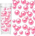 100PCS Fuchsia Faux Pearls Beads for Centerpiece Vases, Vase Filler Faux Pearls, No Holes Filler Beads for Party Anniversary Birthday Wedding Table Decor, 14/20/30mm