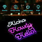 Aloha Howdy Hello Neon Signs for Wall Decor LED Neon Sign for Room Neon Light Sign for Wall Decor Birthday Party USB Powered