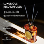 M&SENSE 8.4 oz Large Reed Diffuser for Home | Vanilla Sandalwood Scent Home Oil Diffuser with Sticks | Bedroom Bathroom Living Room Decor