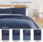 Southshore Fine Living, Inc. Summer Quilt Queen Size/Full Size Bedding Set, Wrinkle-Free Stain & Pet Hair Resistant Bedding, Easy Care Coverlet Queen Size Light Quilts with 2 Pillow Shams, Dark Blue
