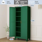 Green Metal Storage Cabinet,75" Steel Cabinets for Home Office, Kitchen Pantry Storage Cabinet with Doors and 5 Adjustable Shelves, Tool Cabinets, for Office, Home, Garage, School