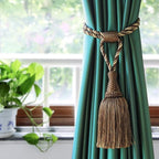 Fenghuangwu Curtain Tiebacks Handmade Elegant Curtain Tie Backs Holdbacks with Tassel for Home Office Decor 2 Pack - Dark Coffee