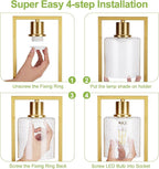 16" Set of 2 Gold Industrial Table Lamps with USB A+C Charging Ports and AC Outlet, Fully Stepless Dimmable Bedside Lamps with Seeded Glass Shade for Bedroom Living Room Office, LED Bulbs Included