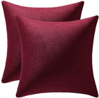 Throw Pillow Covers 24x24 Burgundy: 2 Pack Cozy Soft Velvet Square Decorative Pillow Cases for Farmhouse Home Decor