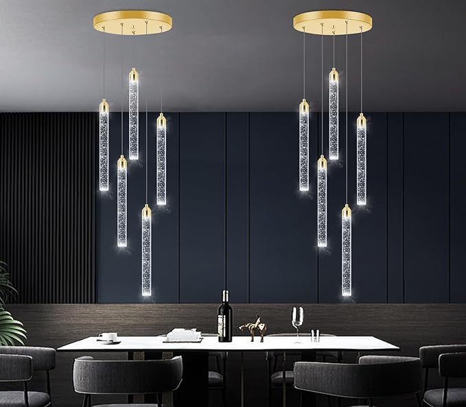 Mini Chandelier Modern Pendant Lights LED Bubble Crystal Kitchen Island Light Fixtures Gold Mini Pendant Lighting for Kitchen Island Dining Room Bedroom Bar Dimmable Ceiling Hanging Lights 2700K 6000K