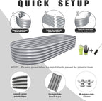 1 Pack 8x3x1.5FT Galvanized Raised Garden Bed Kit Oval Metal Ground Planter Box Outdoor Bottomless Planter Raised Beds for Vegetables Flowers Herbs Fruits, Gray