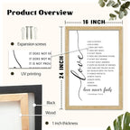 FZMHASLWW Love Is Patient Kind Wall Decor 24"×16" Love Never Fails 1 Corinthians 13 Bible Verse Sign Large Wood Framed Wall Hanging Art (Wood)