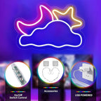 Moon Cloud Star Neon Sign, Large Neon Light for Bedroom, Dimmable Cloud Neon Sign for Living Room, Game Room Wall Decor, Handmade Birthday/Festival Gifts 16.5''x 11 inch