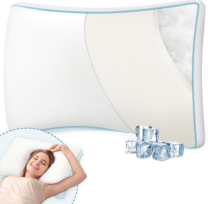 Bed Pillows Queen Size - Premium Luxury Hotel Quality Cooling Bed Pillows for Sleeping,Soft Fluffy & Memory Foam Filling,Support Loft Gusseted Bed Pillows for Side and Back Sleepers (High)