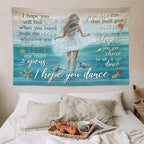 Coastal Beach Tapestry I Hope You Dance Tapestry Wall Hanging for Bedroom Sea Turtle Tapestries Aesthetic Wall Decor for Home Dorm Living Room 60"x90"